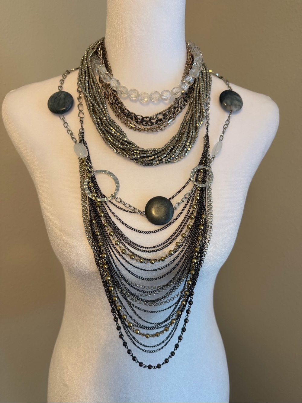 Lot of 4 fun and funky mixed metal necklaces